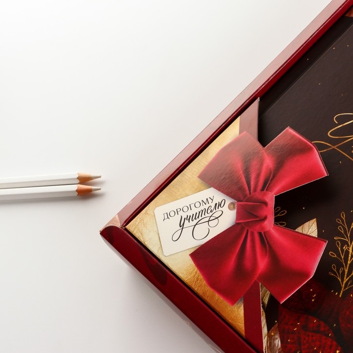 Подарочный набор &laquo;Дорогому учителю&raquo;: ежедневник и ручка-колокольчик (шариковая, синяя паста, 1 мм)