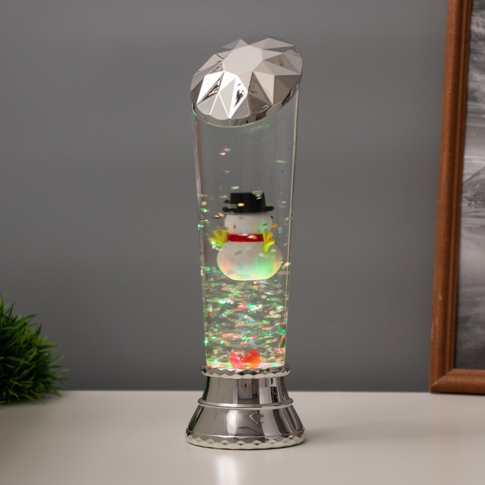 Лава лампа &laquo;Снеговик&raquo; LED 3хААА, USB серебро 6,5х8х23,7см