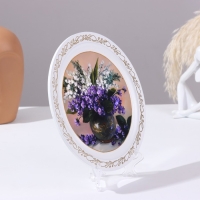 Панно-тарелка &laquo;Сирень в вазе&raquo;, белая, D = 20 см, лаковая миниатюра