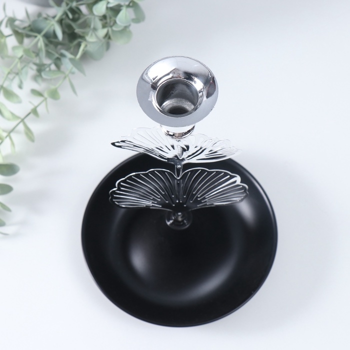 Подсвечник металл на 1 свечу "Лист Гинкго" d-2 см 15,5х15,5х24,5 см