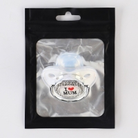 Соска - пустышка силиконовая ортодонтическая &laquo;I LOVE MUM&raquo;, от 6 мес., с колпачком, цвет белый/серебро, стразы