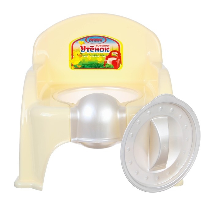 Горшок детский «Утенок» с крышкой, слоновая кость / белый 310х295х280мм Горшок детский «Утенок» с крышкой, слоновая кость / белый 310х295х280мм