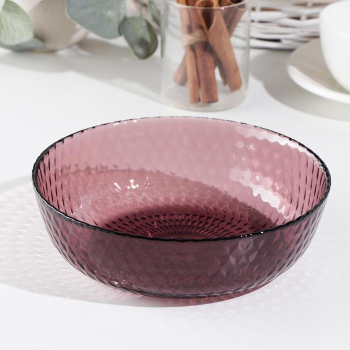 Тарелка глубокая стеклянная &laquo;Идиллия&raquo;, d=18 см, цвет лилак