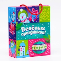 Новый год. Подарочная коробка новогодняя Ёлка-Пати 16,5 х 7,5 х 21 см.