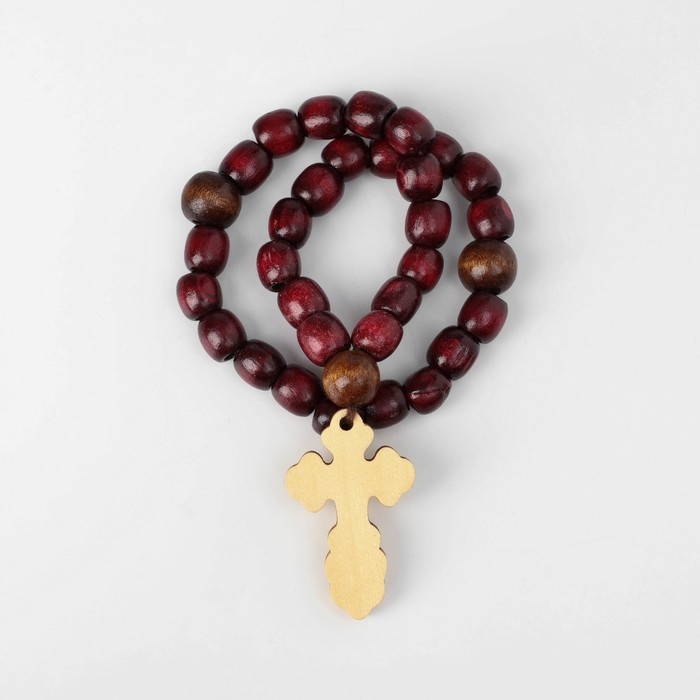 Чётки деревянные «Православные» 33 бусины с крупным крестом, цвет вишнёвый Чётки деревянные «Православные» 33 бусины с крупным крестом, цвет вишнёвый