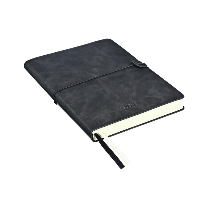 Ежедневник датированный 2024 A5 176 листов, deVENTE.Saltos, мягкая обложка из искусственной кожи, ляссе, кремовый блок 70 г/м2, чёрный Ежедневник датированный 2024 A5 176 листов, deVENTE.Saltos, мягкая обложка из искусственной кожи, ляссе, кремовый блок 70 г/м2, чёрный