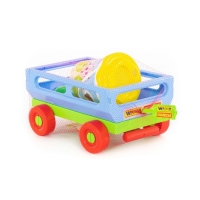 Набор для игры в песке №420: тележка, ведро, ситечко, лопатка, грабельки, формочка