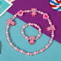 Набор детский «Выбражулька» 2 предмета: бусы, браслет, совы и сердечки, цвет МИКС Набор детский «Выбражулька» 2 предмета: бусы, браслет, совы и сердечки, цвет МИКС
