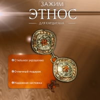 Зажим для кардигана &laquo;Этнос&raquo;, цвет коричневый в чернёном золоте