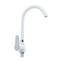 Смеситель для кухни Accoona A45111G, 1-рычажный, силумин, картридж 35мм, белый/хром Смеситель для кухни Accoona A45111G, 1-рычажный, силумин, картридж 35мм, белый/хром