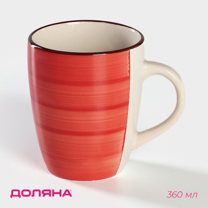 Кружка керамическая Доляна &laquo;Морской мир&raquo;, 360 мл, цвет красный