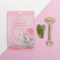 Массажер для лица, гуаша набор &laquo;Самой нежной&raquo;, 14 х 20 см, кальцит и серпенти