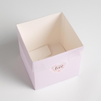 Коробка подарочная для цветов с PVC крышкой, упаковка, &laquo;С Любовью&raquo;, 12 х 12 х 12 см