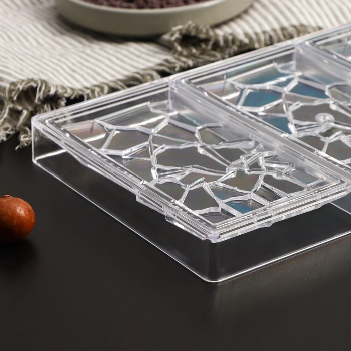 Форма для шоколада KONFINETTA &laquo;Сплит&raquo;, 27,5&times;17,5&times;2,5 см, 3 ячейки 15,3&times;7,5&times;0,8 см, цвет прозрачный