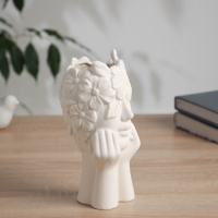 Ваза керамика настольная "Сладкие грёзы" 19х8 см, белый