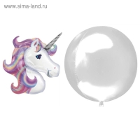 Шар полимерный 18" &laquo;Единорог&raquo;, шар в шаре, с палочкой, цвет фиолетовый