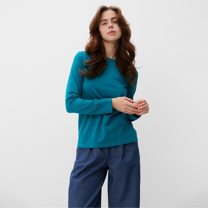 Лонгслив женский MINAKU: Basic line цвет изумруд, размер 50 Лонгслив женский MINAKU: Basic line цвет изумруд, размер 50
