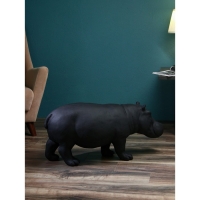 Фигура &laquo;Бегемот&raquo;, полистоун, 41 см, цвет чёрный матовый