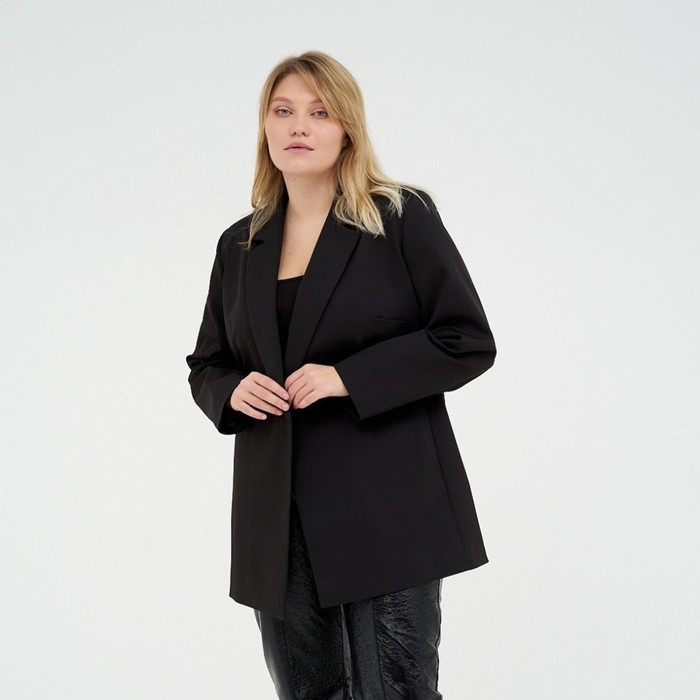 Пиджак женский с поясом MIST plus-size, размер 52, цвет чёрный Пиджак женский с поясом MIST plus-size, размер 52, цвет чёрный