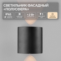 Светильник фасадный &laquo;Полусфера&raquo;, FSD-007, 2Вт, 3000К, 1 луч, IP65, 220В, металл, черный