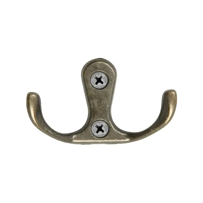 Крючок мебельный ТУНДРА TKd=004, двухрожковый, бронза, 200 шт.