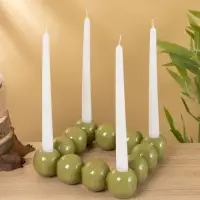 Подсвечник на 4 свечи &laquo;Бусы&raquo;, с 12 сферами, 20.5&times;20.5&times;5.5 см, авокадо