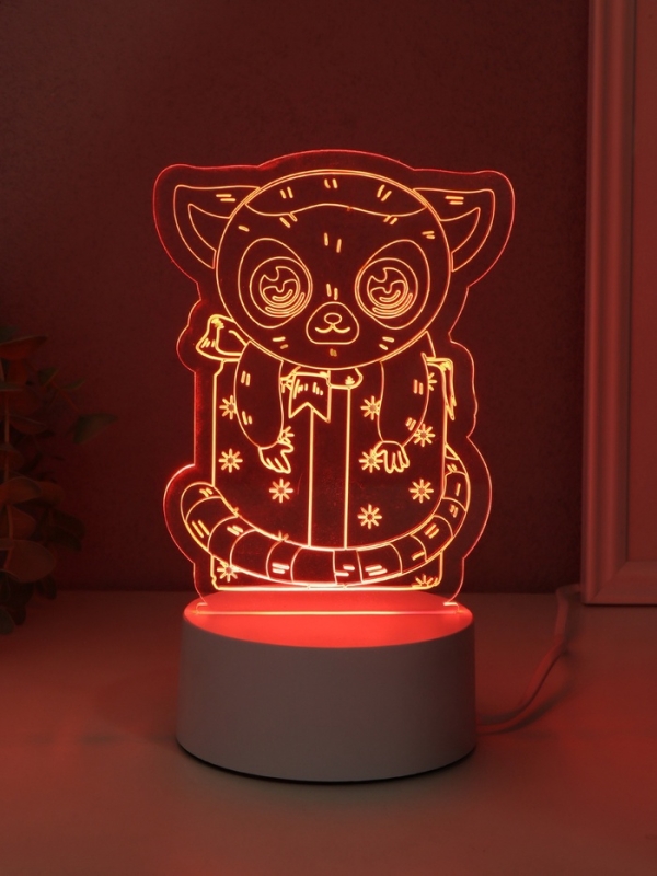 Светильник "Лемур на подарке" LED RGB от сети RISALUX 9,5х11,8х17 см