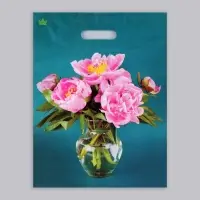 Пакет &laquo;Любимые пионы&raquo;, полиэтиленовый с вырубной ручкой, 40&times;31 см, 60 мкм