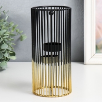 Подсвечник металл на 2 свечи "Круглая клетка" золотисто-чёрный 9,5х9,5х20 см Подсвечник металл на 2 свечи "Круглая клетка" золотисто-чёрный 9,5х9,5х20 см