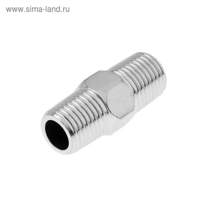 Ниппель ZEIN engr, 1/4", наружная резьба, нержавеющая сталь