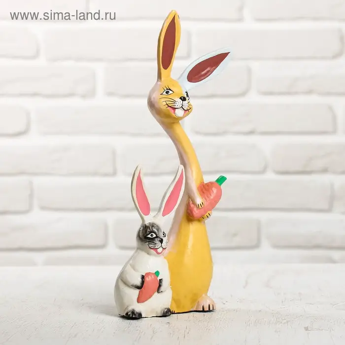 Сувенир дерево "Зайчики с морковкой" 13х5х30 см
