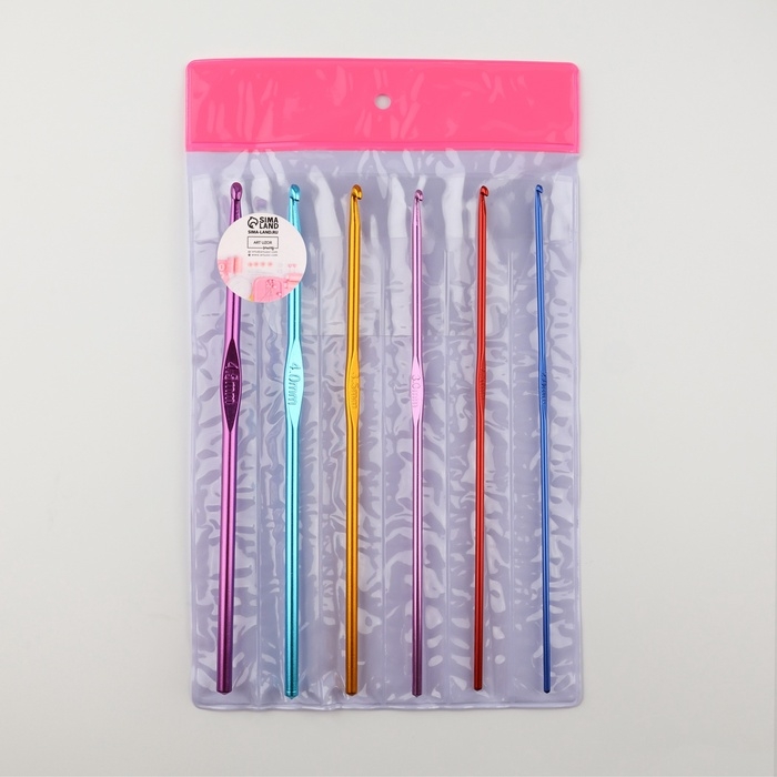 Набор крючков для вязания, d = 2-4,5 мм, 14,5 см, 6 шт, цвет разноцветный Набор крючков для вязания, d = 2-4,5 мм, 14,5 см, 6 шт, цвет разноцветный