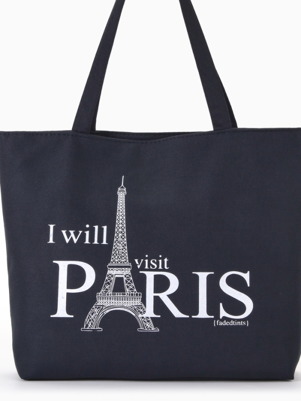 Шопер PARIS, 42*9*32, отдел на молнии, подклад, черный/белый