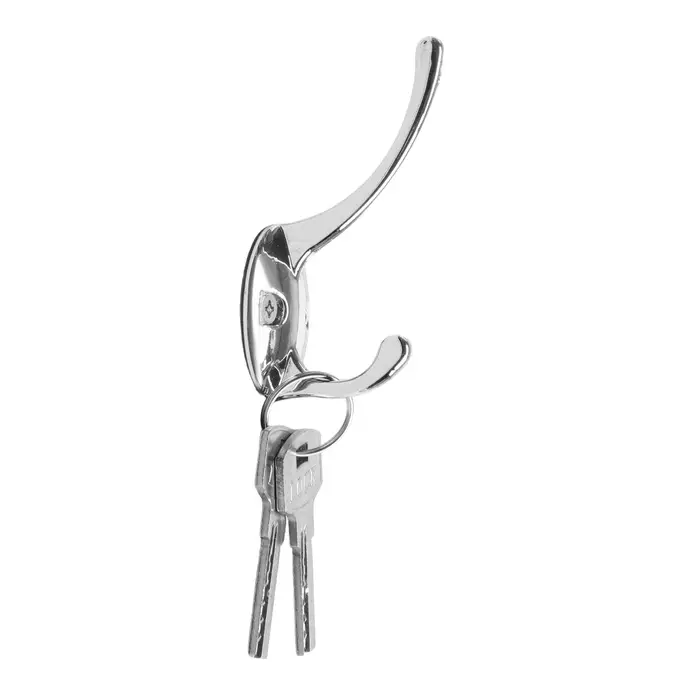 Крючок мебельный ТУНДРА TKd=002 LIGHT, двухрожковый, хром