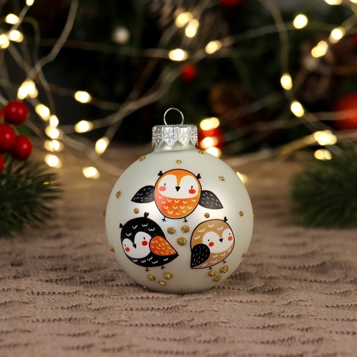 Шар "Веселая совушка", 65 мм., в подарочной упаковке