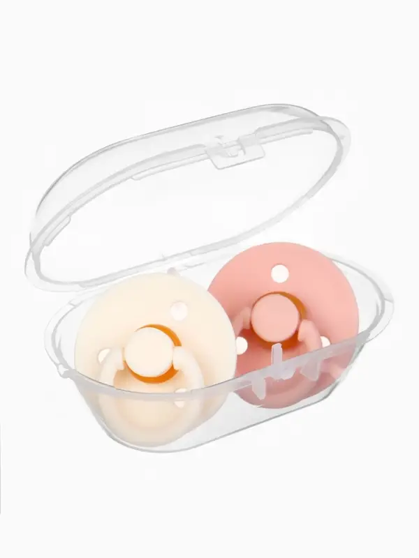 Набор классических пустышек, 2 шт., латекс, персиковый/айвори, в контейнере, от 3 мес., M&B