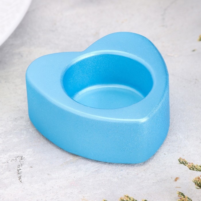Подсвечник "Сердце малое. Мрамор" из гипса,7х3см,голубой