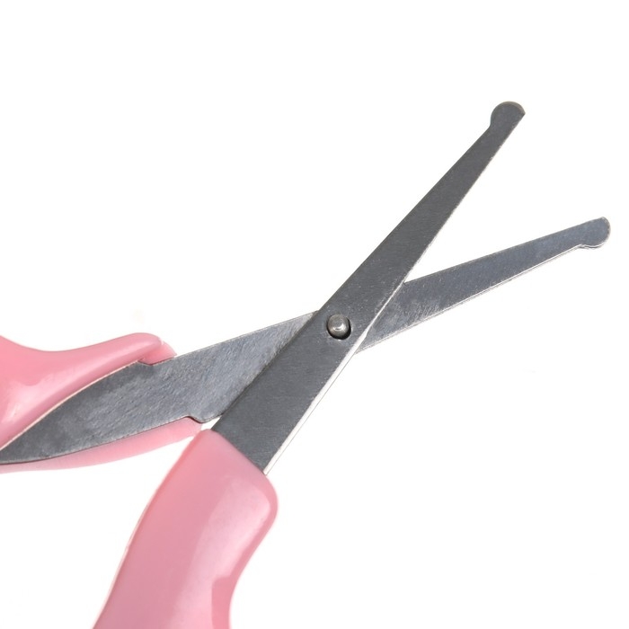Детский маникюрный набор (ножницы, книпсер, пилка, пинцет), цвет розовый