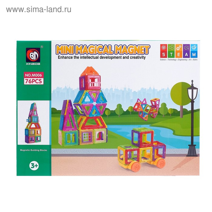 Конструктор магнитный &laquo;Мини магический магнит&raquo;, 76 деталей