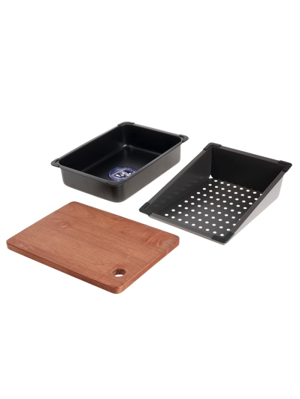 Кухонная мойка ZEIN M04, S=3.0 и 0.7 мм, смеситель, корзины, кран для питьевой воды, графит