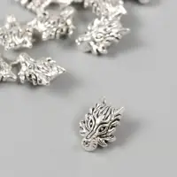 Бусина для творчества металл "Волк" серебро 1,3х1,8 см