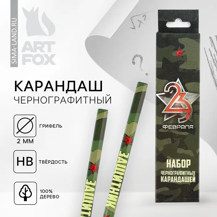 Карандаш простой чёрнографитный без ластика &laquo;Защитник&raquo;