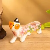 Сувенир &laquo;Котик в цветах&raquo;, 13&times;3&times;9 см, дерево, бело-оранжевый