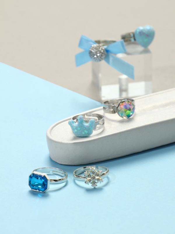 Кольца детские "Выбражулька" набор 6шт,зимняя принцесса ассорти, форма и цвет МИКС, б-р