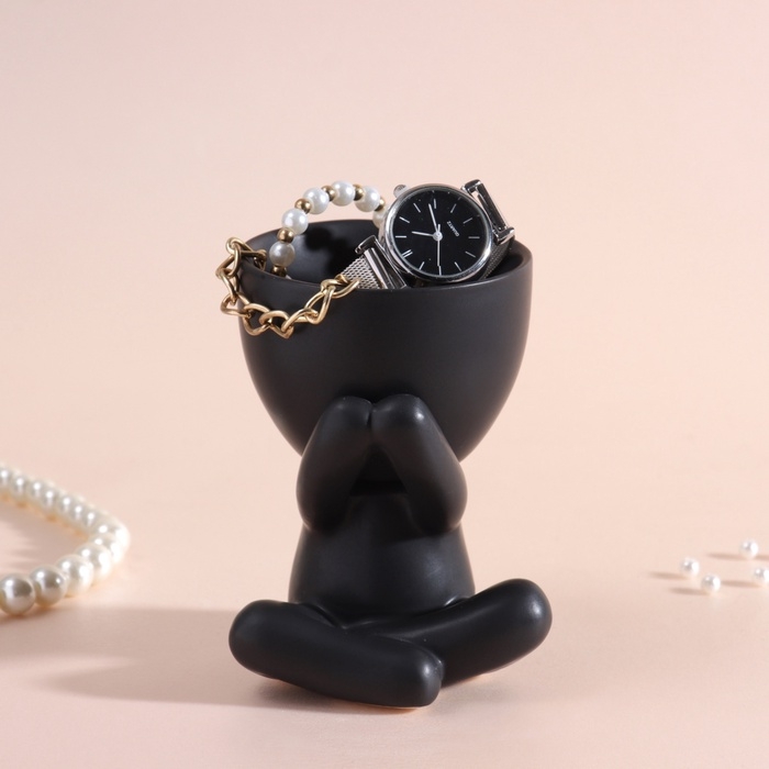 Предмет интерьера Предмет интерьера "Мистер Грин" любитель тишины 9,8*6,7*8 черный керамика