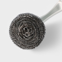 Щётка для мытья посуды с металличкой губкой Breeze, удобная ручка, 30&times;6 см