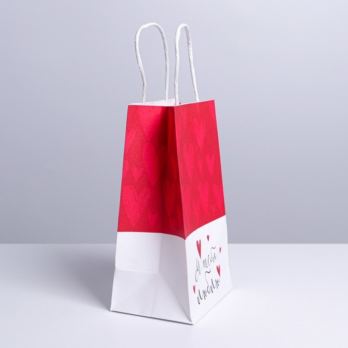 Пакет подарочный крафтовый, упаковка, &laquo;Я тебя люблю&raquo;, 12 х 21 х 9 см