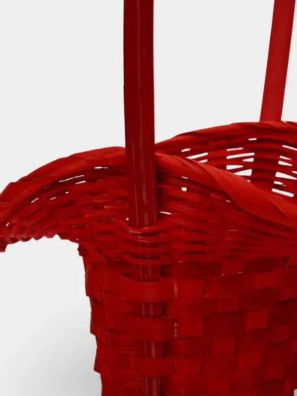 Корзина плетеная 21 х 18 х 14 см, ручка h=15 см, красный "шляпа"