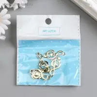 Металлический элемент, декоративная подвеска &laquo;Арт Узор. Скрипичный ключ&raquo;, золото, 2.9&times;1.3 см