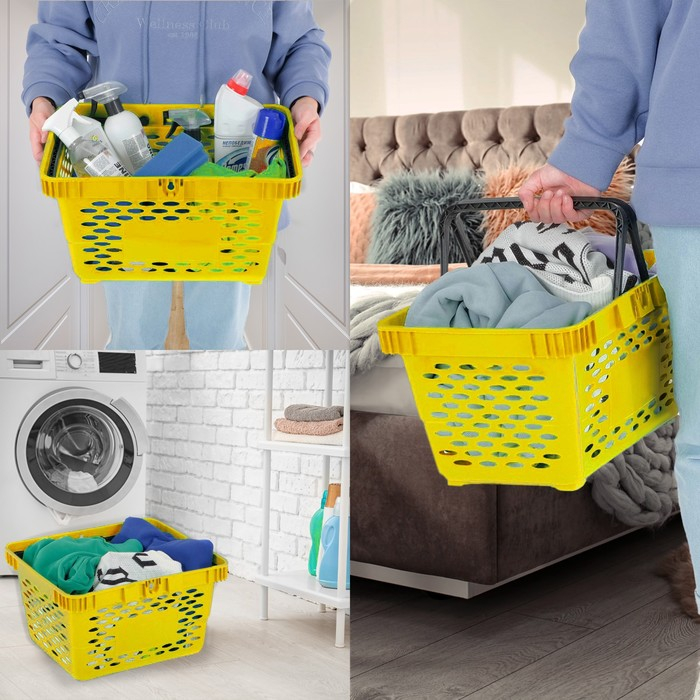 Корзина покупательская пластиковая, 20 л, 2 пластиковые ручки, цвет жёлтый Корзина покупательская пластиковая, 20 л, 2 пластиковые ручки, цвет жёлтый